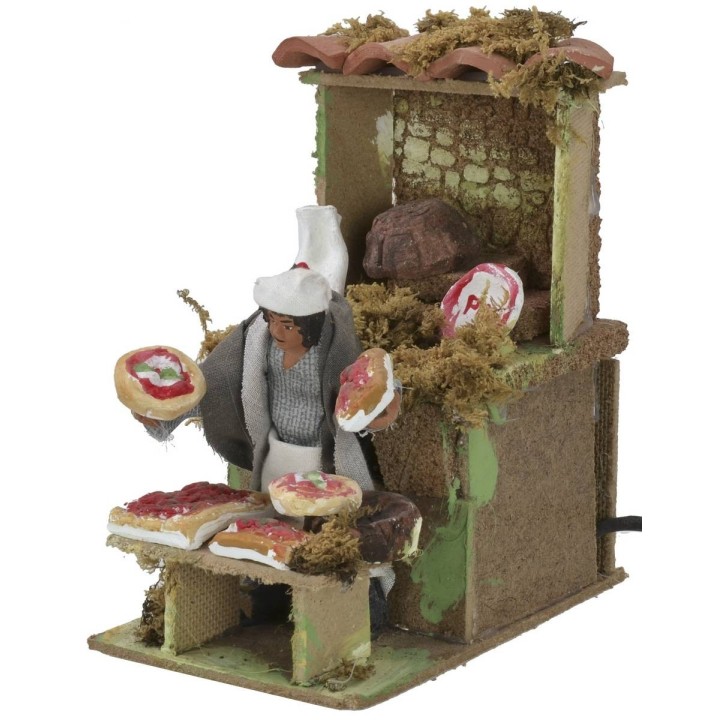 Venditore di pizze in movimento