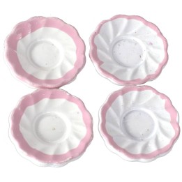 Set 4 piatti in ceramica con bordo rosa ø 1,7 cm