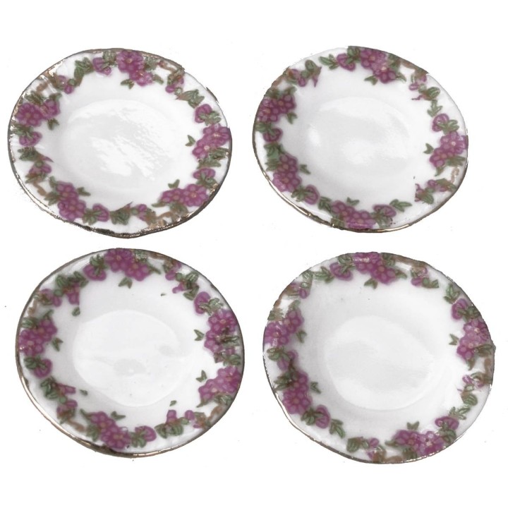 Set of 4 ceramic plates with decorated rim ø 2,2 cm