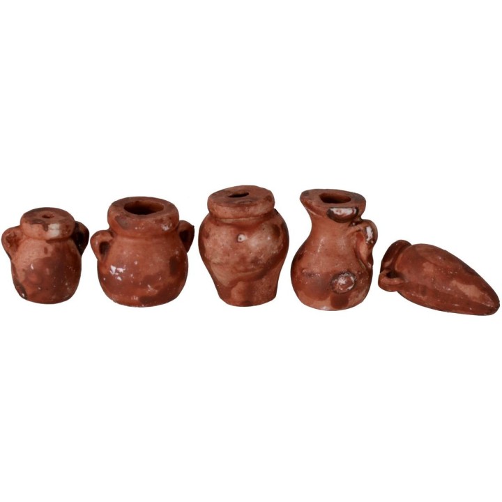 Set accessori per presepe 5 anfore in terracotta cm 2-2,5 h.