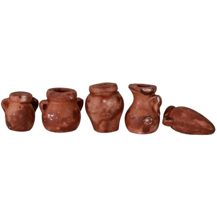 Set of accessories for nativity scene 5 terracotta amphoras cm