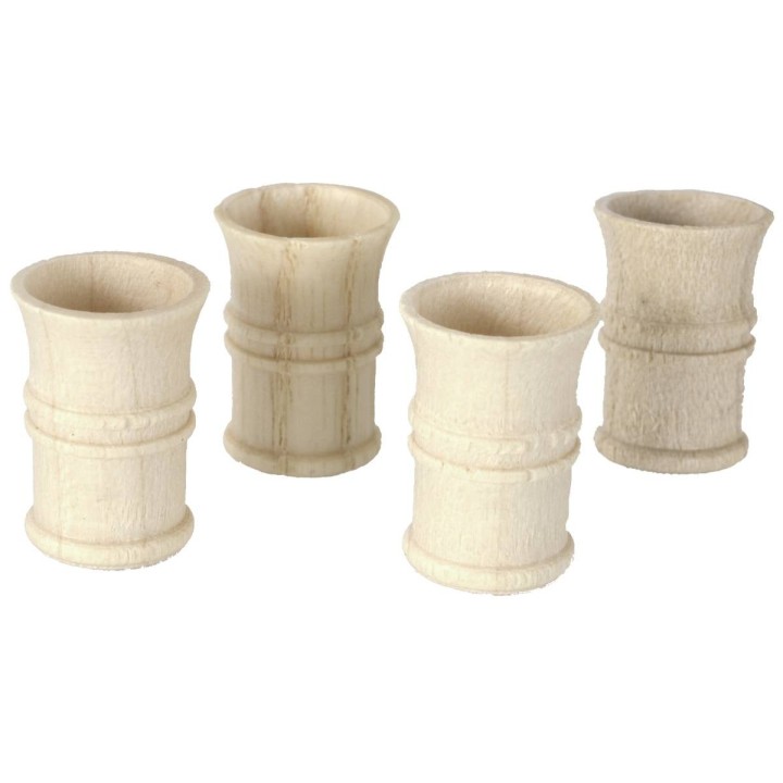Set 4 bicchieri lavorati in legno ø 1x1,5 cm