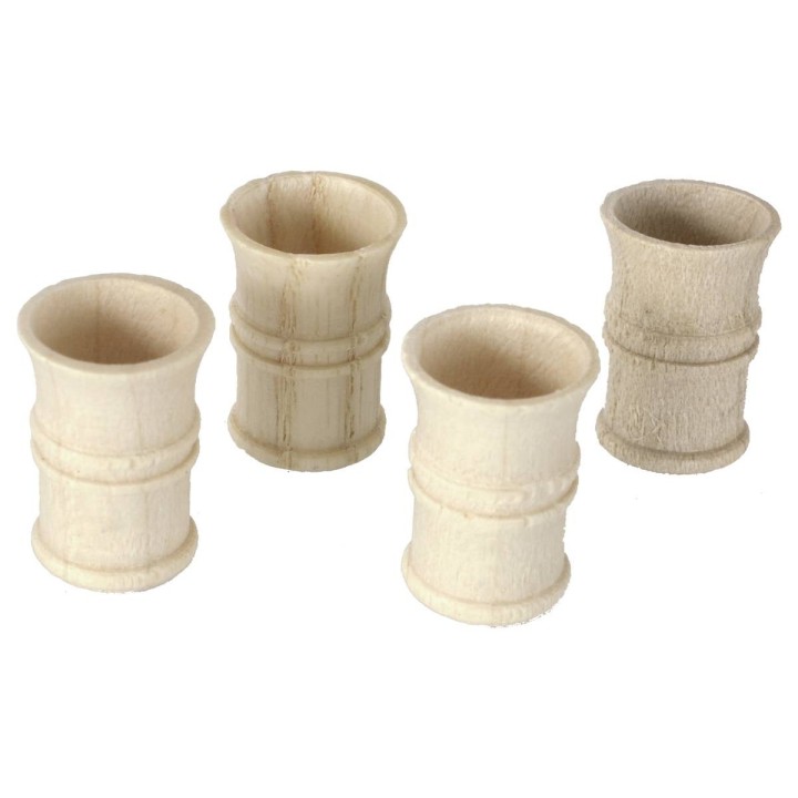 Set 4 bicchieri lavorati in legno ø 1x1,5 cm