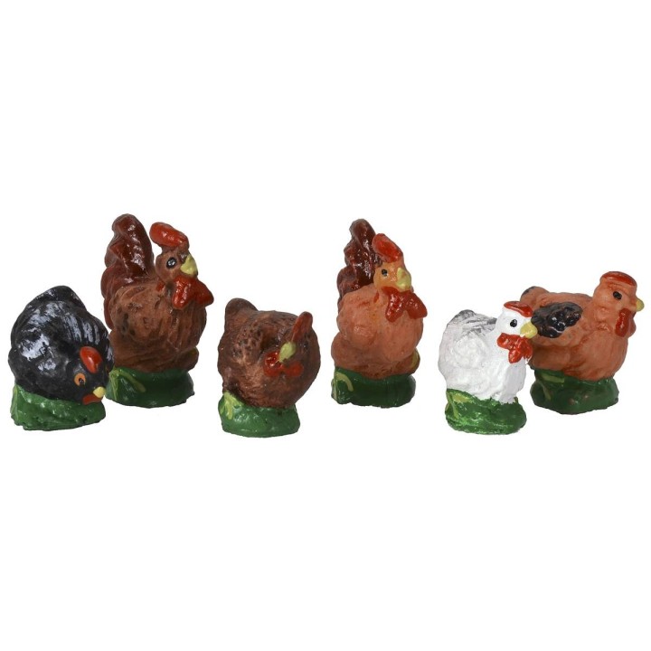 Set 6 galline in resina cm 2-2,5 -Animali presepe