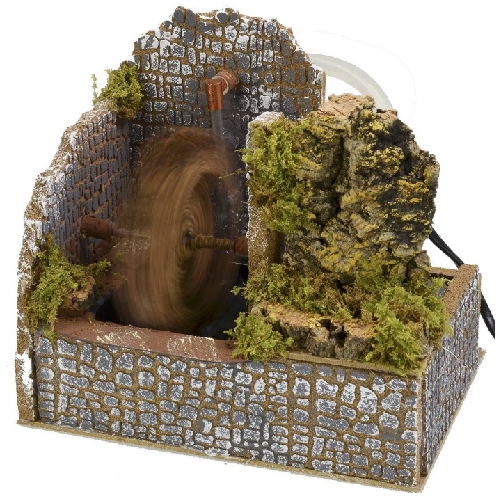 Molino de agua en funcionamiento cm 20x13,5x17 h