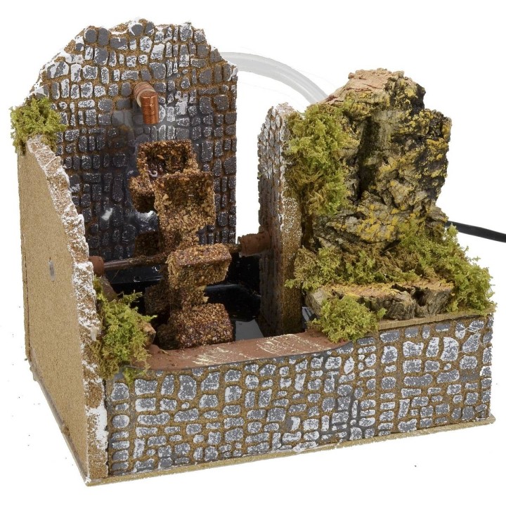 Molino de agua en funcionamiento cm 20x13,5x17 h