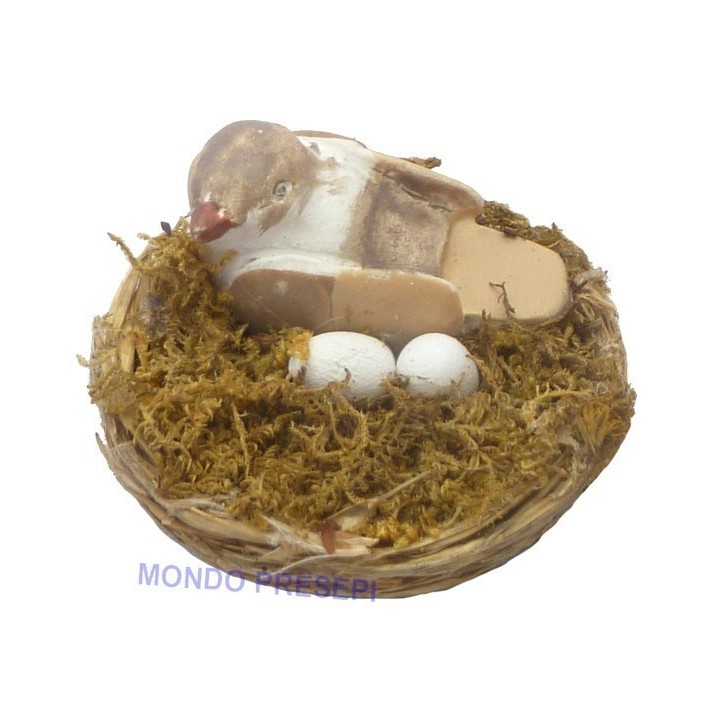 Nest with bird and eggs - assorted colors - NU21