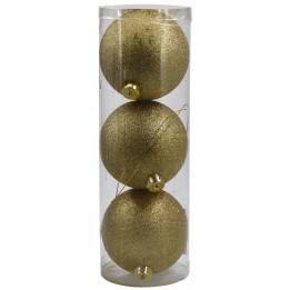 Set 3 palle oro brillantate ø 12 cm per albero di Natale
