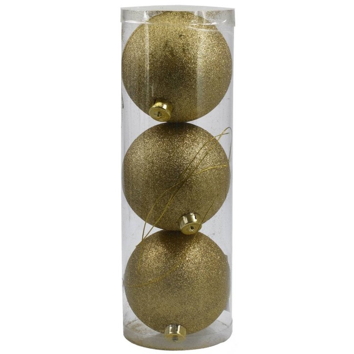 Set 3 palle oro brillantate ø 12 cm per albero di Natale