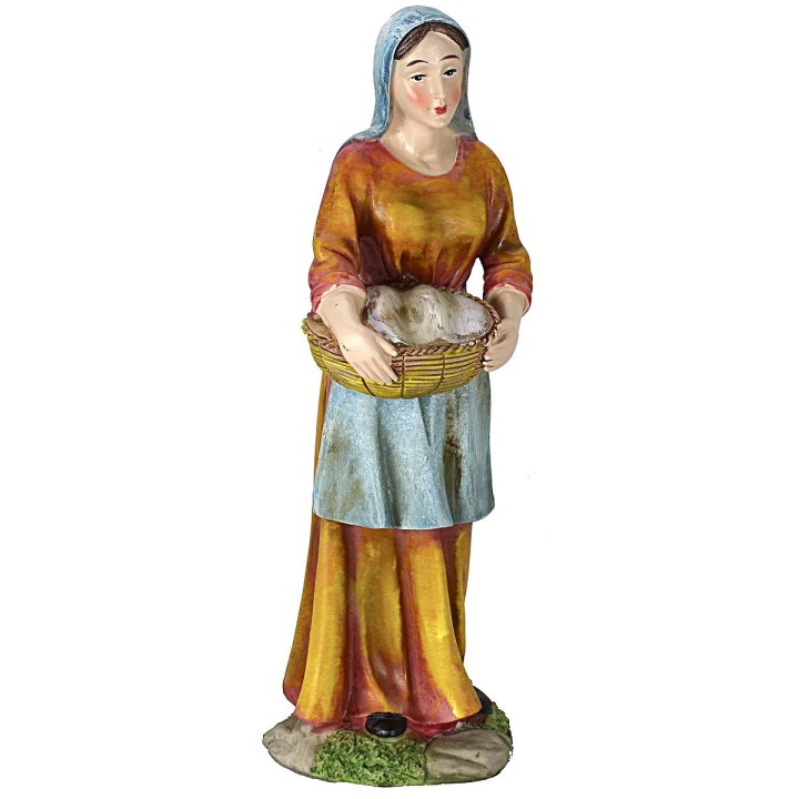 Mujer con cesta de 27 cm en resina