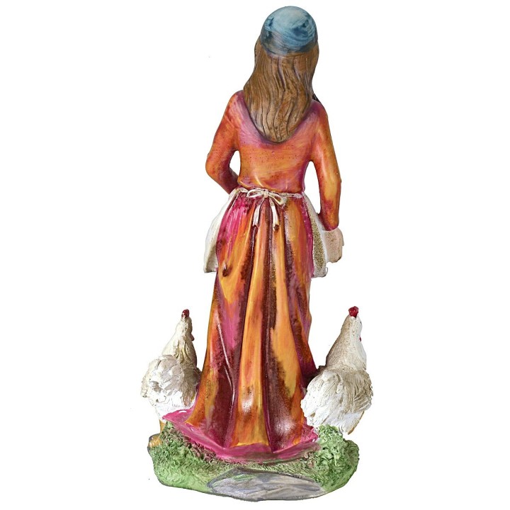 Campesina con gallinas de 27 cm en resina
