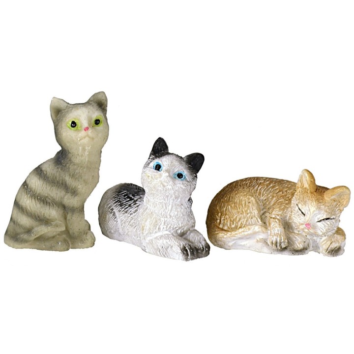 Conjunto de tres gatos surtidos en resina para estatuas de 12