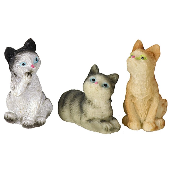 Conjunto de tres gatos surtidos en resina para estatuas de 12