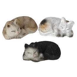 Conjunto de tres gatos acostados en resina para estatuas de 12