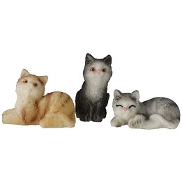 Set tre gatti assortiti in resina per statue 10 cm
