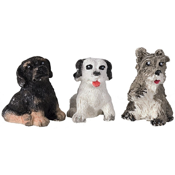 Set of three seated dogs in resin for statues 12 cm