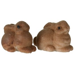 Juego de 2 conejos de resina de 3 cm