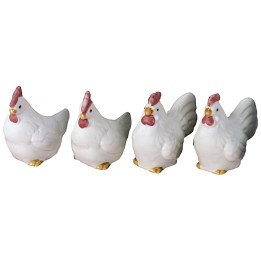 Set 4 galline bianche in resina cm 4x4,6