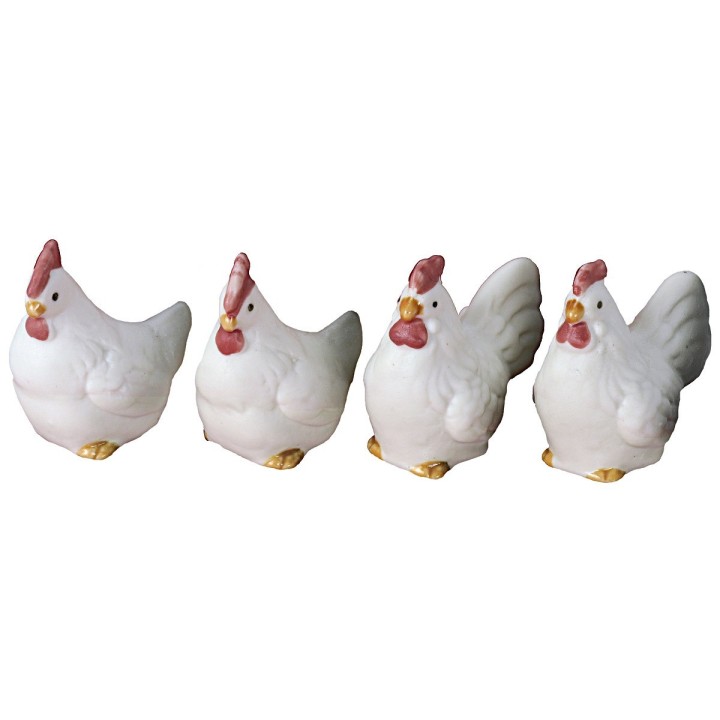 Set 4 galline bianche in resina cm 4x4,6