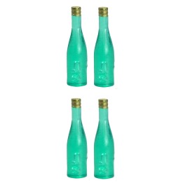 Conjunto de 4 botellas verdes de 3,5 cm de altura.