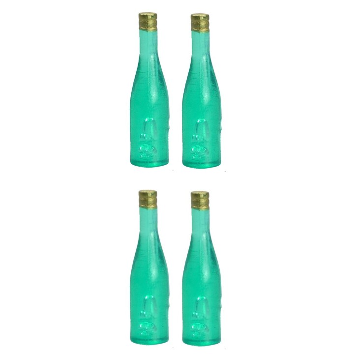 Conjunto de 4 botellas verdes de 3,5 cm de altura.