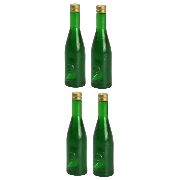 Conjunto de 4 botellas verde oscuro cm 3,6 h