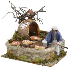 Pizzero en movimiento con horno con luz funcionando serie 12 cm