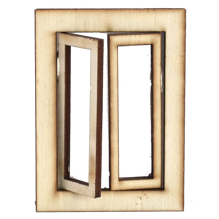 Finestra in legno con ante apribili cm 5,5x0,3x7,5 h