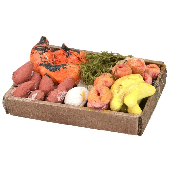 Cassetta in legno con frutta e verdura cm 5x4x1,3 h