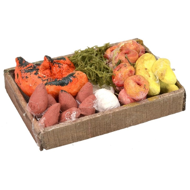 Cassetta in legno con frutta e verdura cm 5x4x1,3 h