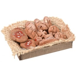 Caja de madera con pan y pizzas de 5,8x4,2x0,9 cm h