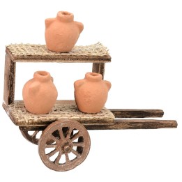 Carro con anfore per Presepe cm 10,5x5x10 h