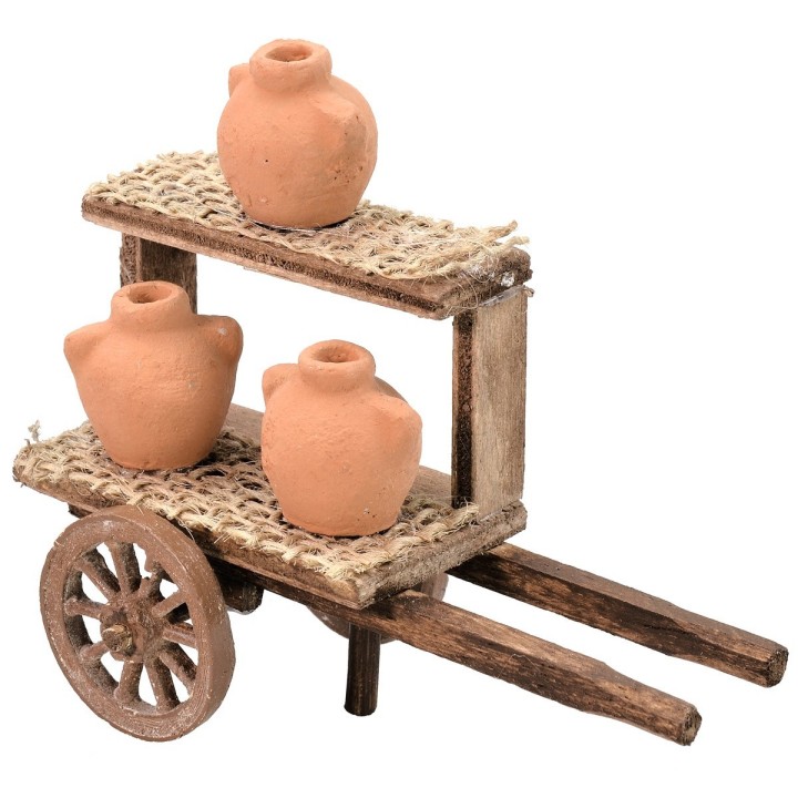 Carro con ánforas para Pesebre cm 10,5x5x10 h