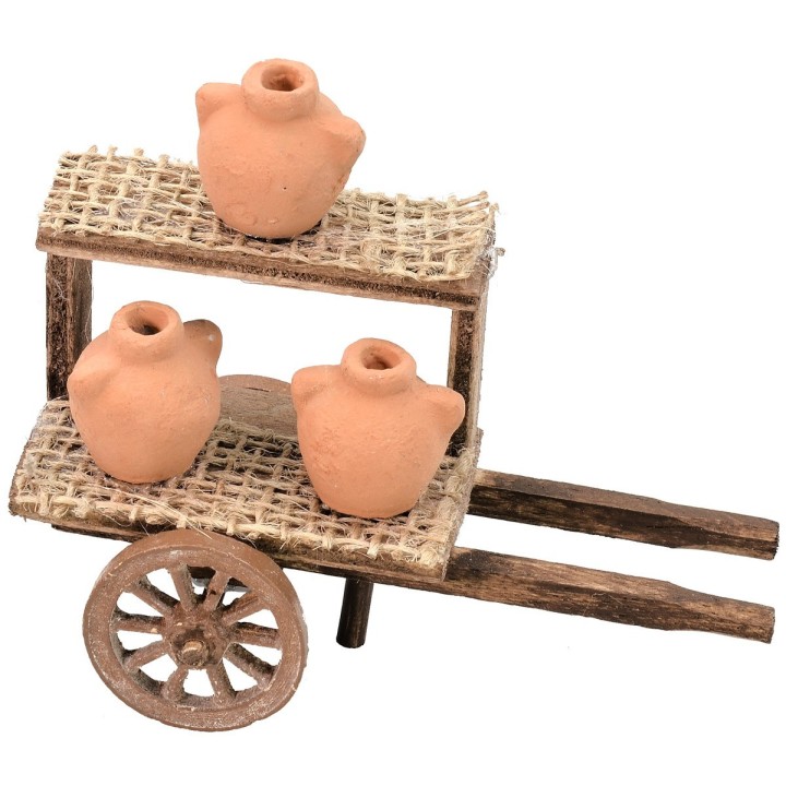 Carro con ánforas para Pesebre cm 10,5x5x10 h