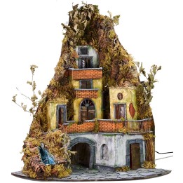 Nativity scene with lights and working waterfall cm 86x60x92 h