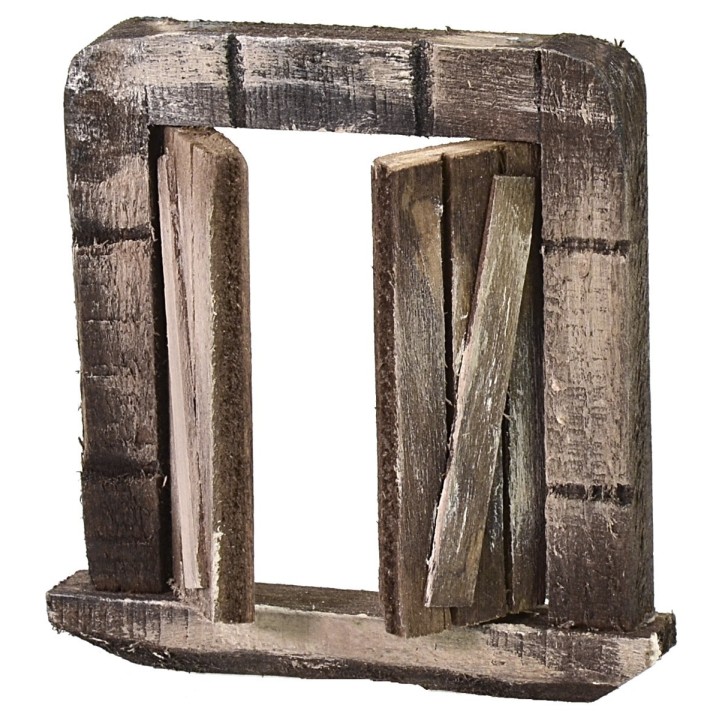 Wooden window with shelf and opening doors cm 6,3x1x6,6 h