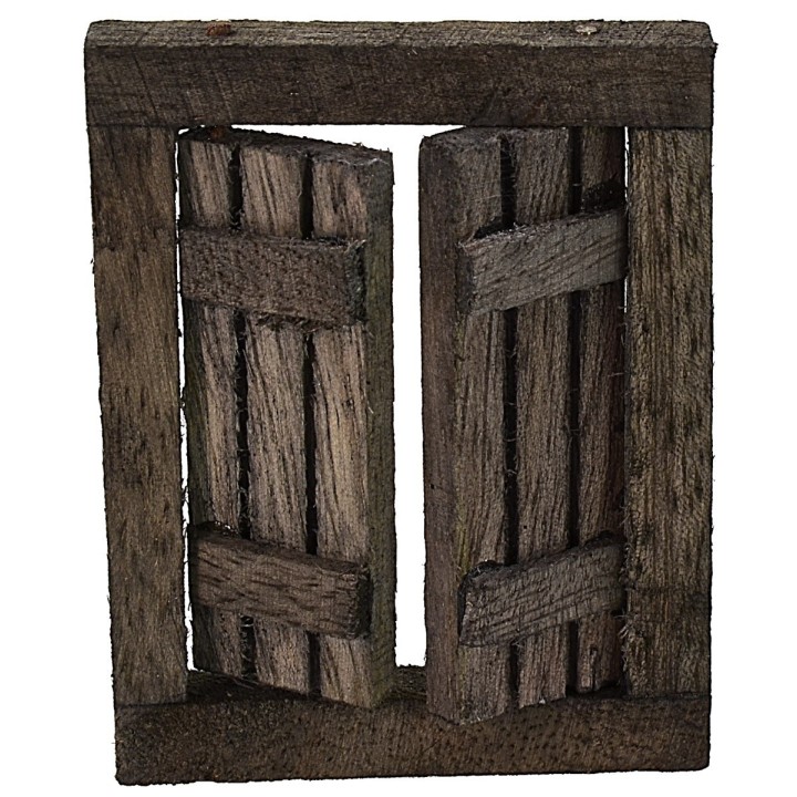Finestra in legno scuro con ante apribili cm 4,6x0,7x5,9 h