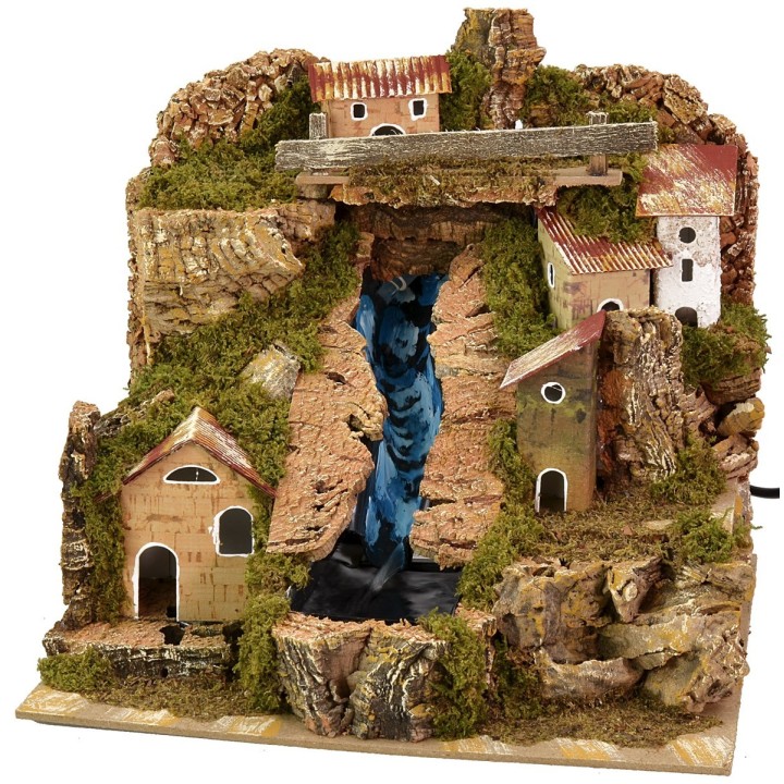 Paesaggio per presepe cascata funzionante cm 24x21x21 h