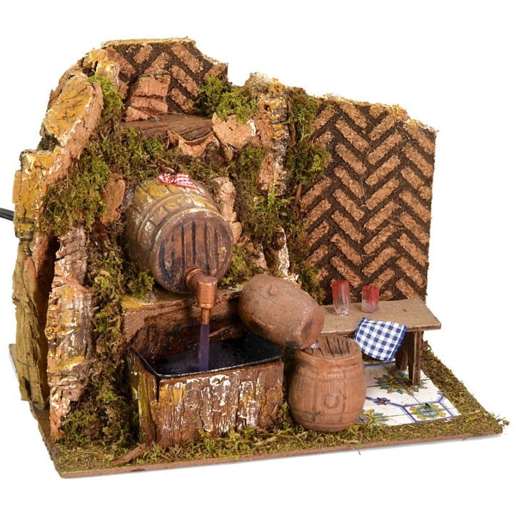 Osteria all'aperto con botte funzionante cm 20x14x16 h cm
