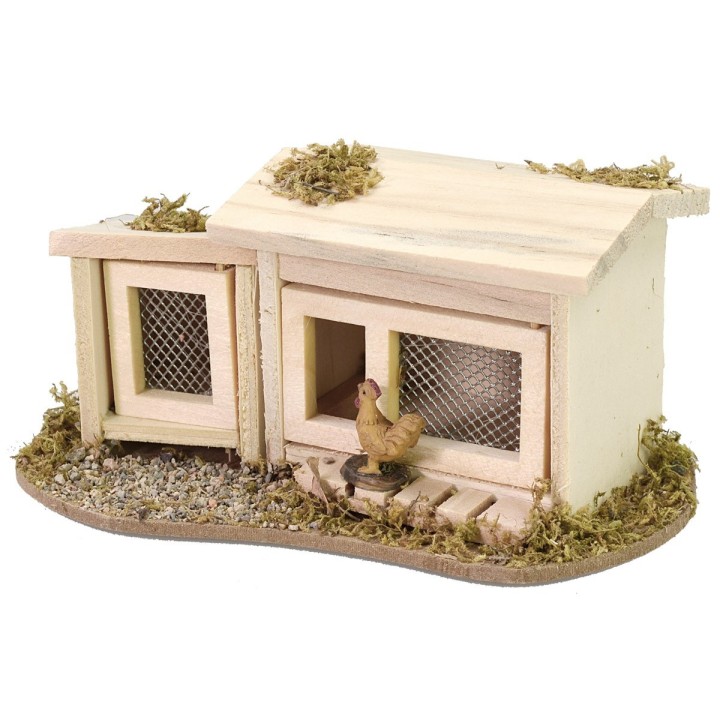 Pollaio con gallina cm 14x8,5x6 h per statue da 10-12 cm