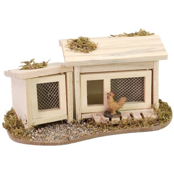 Pollaio con gallina cm 14x8,5x6 h per statue da 10-12 cm