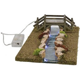 Río iluminado efecto profundidad con puente 32x17x7 h cm
