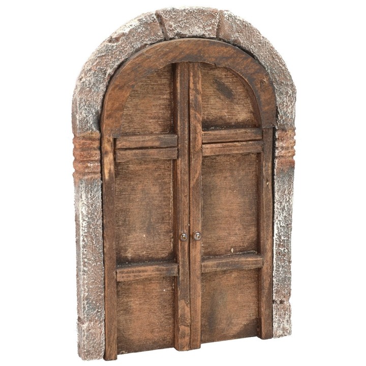 Portone con arco in legno a due battenti per statue cm 10-12 h