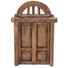Portone in legno a due battenti con arco per statue cm 10 h