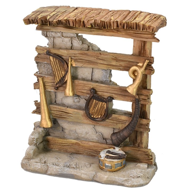 Bottega in resina con strumenti musicali cm 9,5x3,7x11 h.