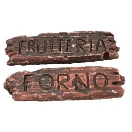 Set 2 insegne in resina frutteria e forno cm 5,5x1,6 h