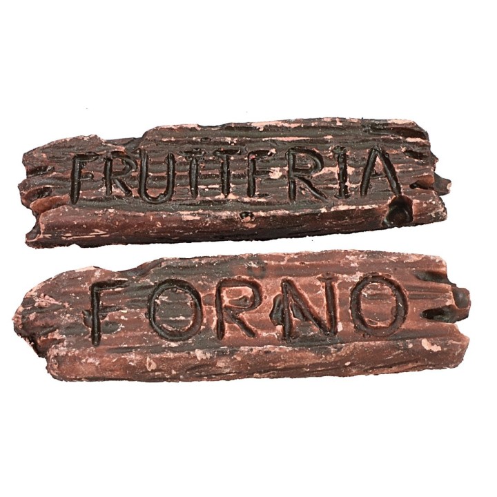 Set 2 insegne in resina frutteria e forno cm 5,5x1,6 h