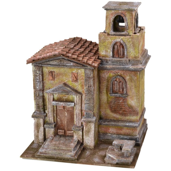 Iglesia con campanario de 35x29x45 cm para estatuas de 10 cm.