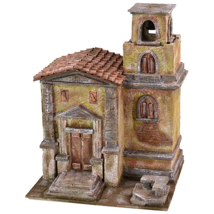 Iglesia con campanario de 35x29x45 cm para estatuas de 10 cm.