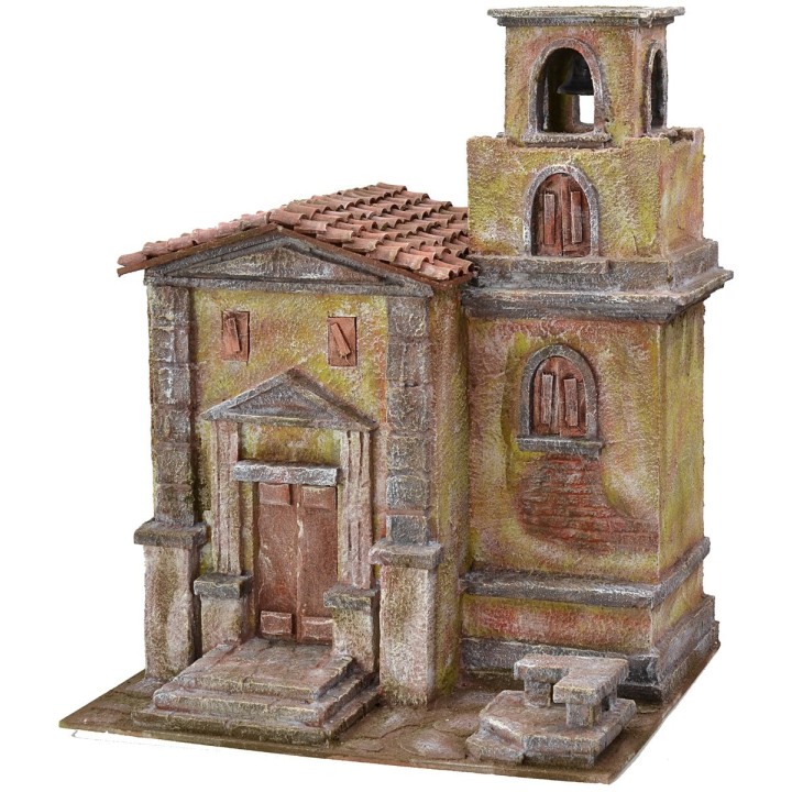 Iglesia con campanario de 35x29x45 cm para estatuas de 10 cm.